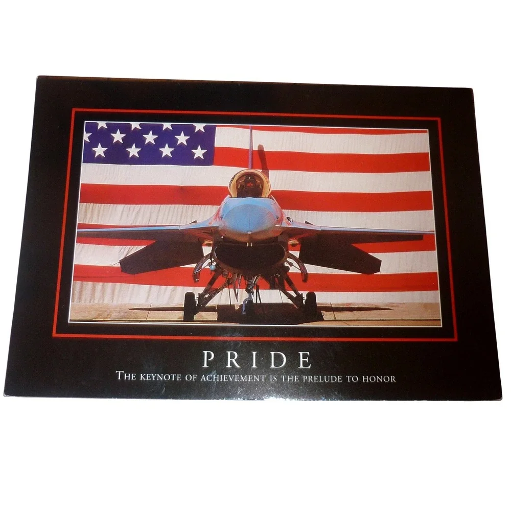 Vtg 1995 Mach 1 F-16 Fighting Falcon Pride American Flag Greeting Card NCG-9013
